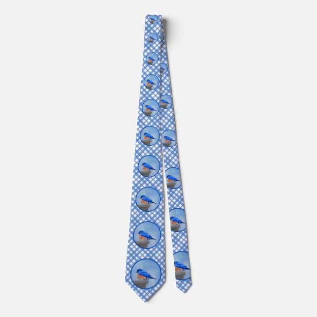 Bluebird Painting - Original Bird Art Tie (Front)