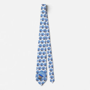 Bluebird Painting - Original Bird Art Tie