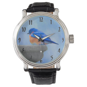Bluebird Painting - Original Bird Art Watch