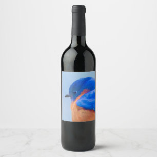Bluebird Painting - Original Bird Art Wine Label