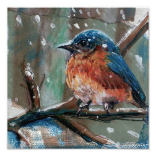 Bluebird Painting Winter Art Photo Print