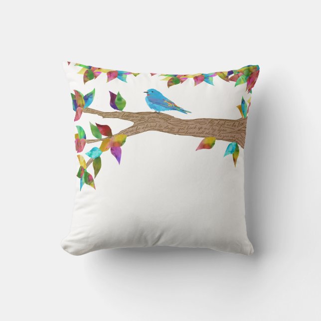Bluebird Pillow, Colourful Pillow, Personalise Cushion (Front)