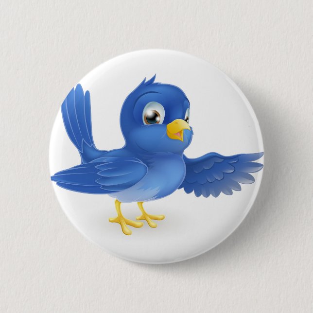 Bluebird pointing 6 cm round badge (Front)