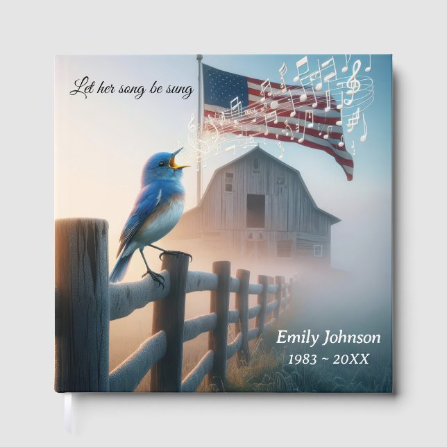 Bluebird Singing and American Flag Memorial Servic Guest Book (Front)