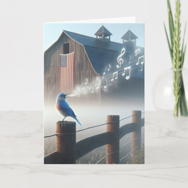 Bluebird Singing In Morning Mist Card (Front)