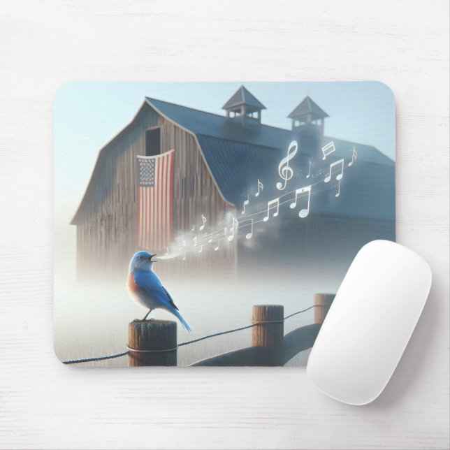 Bluebird Singing In Morning Mist Mouse Pad (With Mouse)