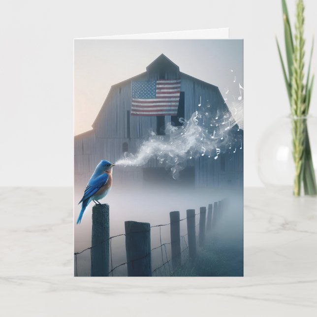 Bluebird Singing On a Farm Fence Post Card (Front)