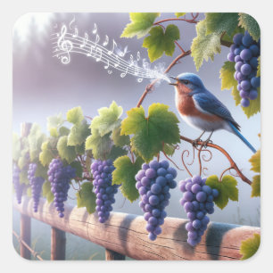 Bluebird Singing On a Grapevine Square Sticker
