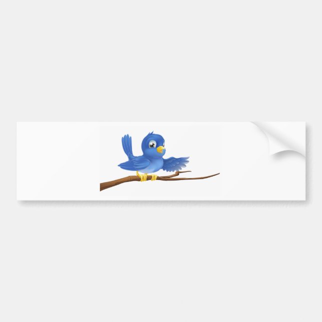 Bluebird sitting on  branch pointing bumper sticker (Front)