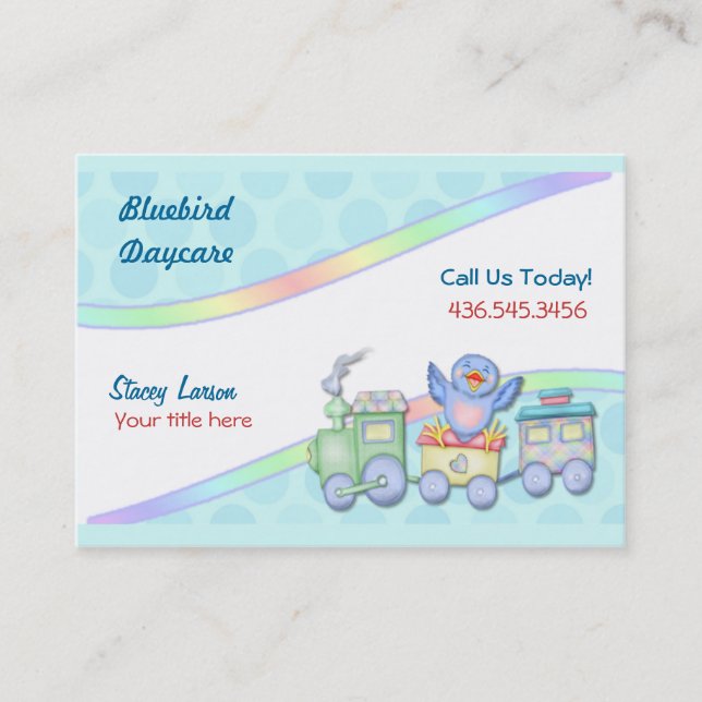 Bluebird Train for Daycare or Babysitter Business Card (Front)