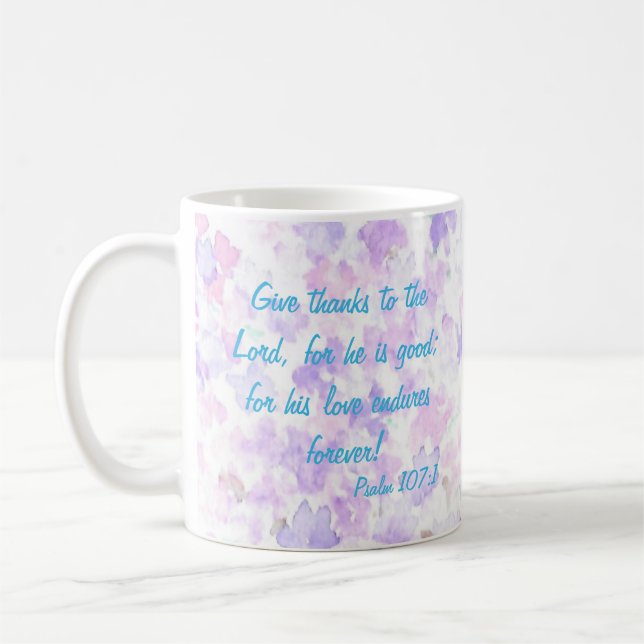 Bluebird Watercolor Scripture Mug Psalm 107 (Left)