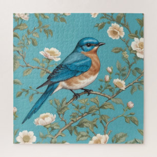 Bluebird William Morris Inspired Turquois  Jigsaw Puzzle