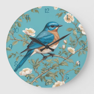 Bluebird William Morris Inspired Turquois Large Clock