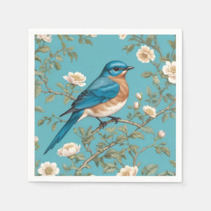 Bluebird William Morris Inspired Turquois  Napkin