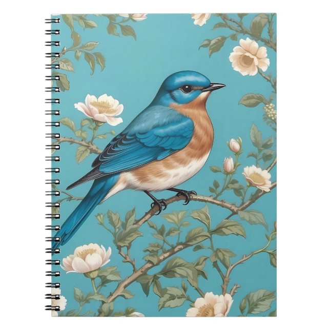 Bluebird William Morris Inspired Turquois  Notebook (Front)