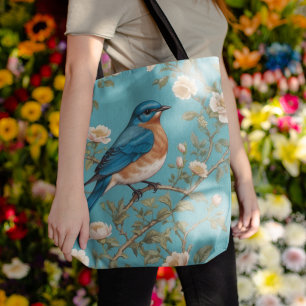 Bluebird William Morris Inspired Turquois  Tote Bag