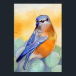 Bluebird with Eggs Watercolor Poster<br><div class="desc">Lovely Bluebird with blue speckled eggs; watercolor Illustration ©Christina Siravo  Bluebirdiesinger.Etsy.com</div>