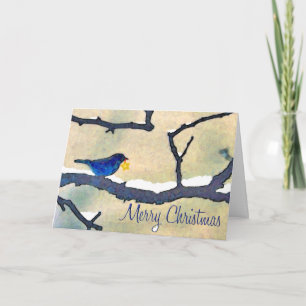 Bluebird with star Christmas card