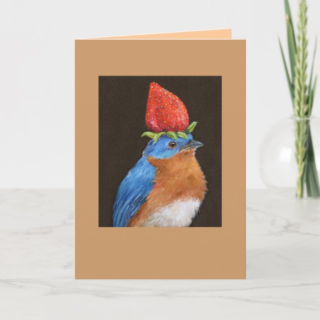 bluebird with strawberry card (Front)
