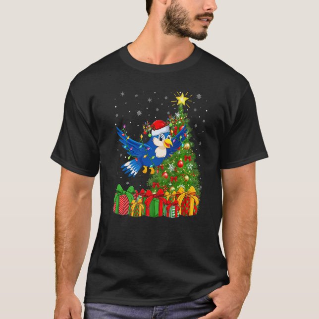 Bluebird  Xmas Holiday Santa Bluebird Christmas Tr T-Shirt (Front)