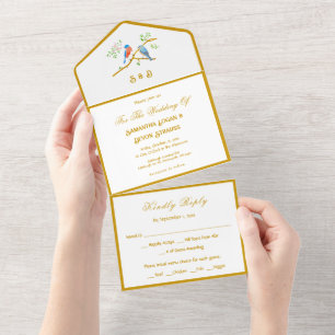 Bluebirds All in One Wedding Invitation