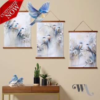 Bluebirds and Blossoms Hanging Tapestry