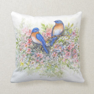 Bluebirds and Blossoms Pillow