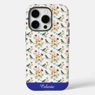 Bluebirds and Flowers iPhone 16 Pro Case