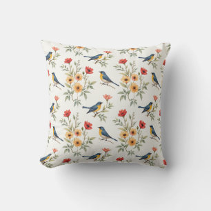 Bluebirds and Flowers Cushion