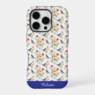 Bluebirds and Flowers iPhone 16 Pro Case