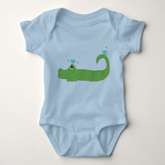 Bluebirds and Gator Baby Bodysuit (Front)