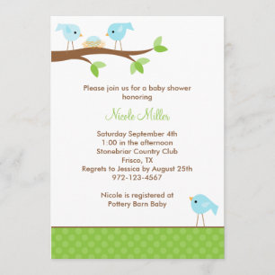 Bluebirds and Nest Baby Shower Invitation