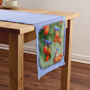 Bluebirds and Peaches Blue Medium Table Runner