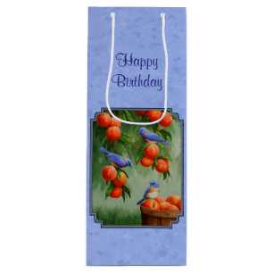 Bluebirds and Peaches Blue Wine Gift Bag
