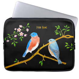 Bluebirds Black Laptop Sleeve