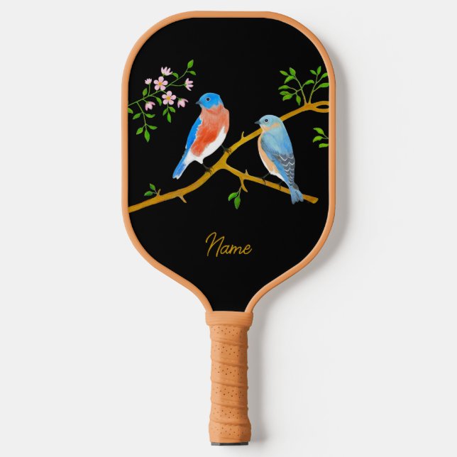 Bluebirds Black Pickleball Paddle (Front)