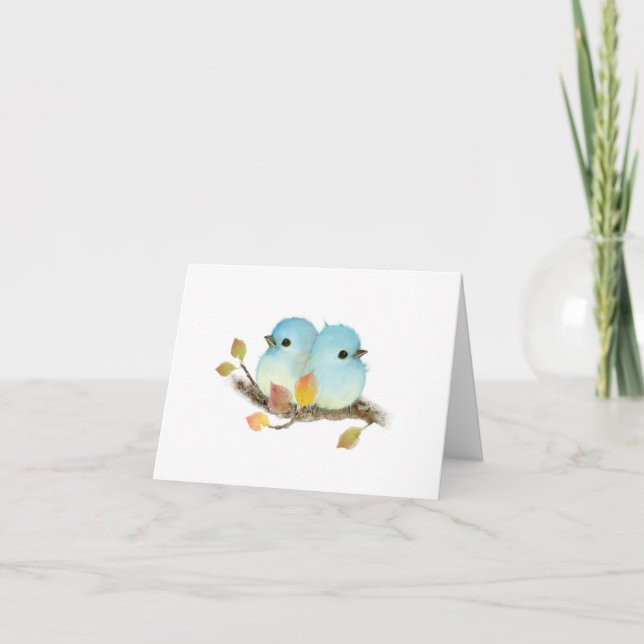 Bluebirds Blank Folded Greeting Card (Front)