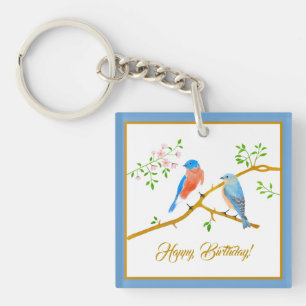 Bluebirds Blue Frame Keychain