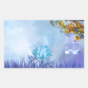 Bluebirds Blue Pond Birds Rectangular Sticker