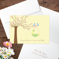 Bluebirds Cherry Tree Newborn Congratulations