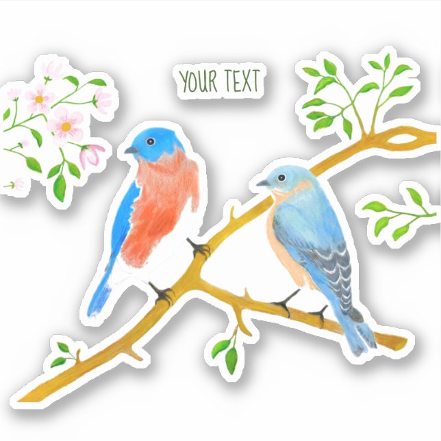 Bluebirds Custom-Cut Vinyl Sticker (Front)