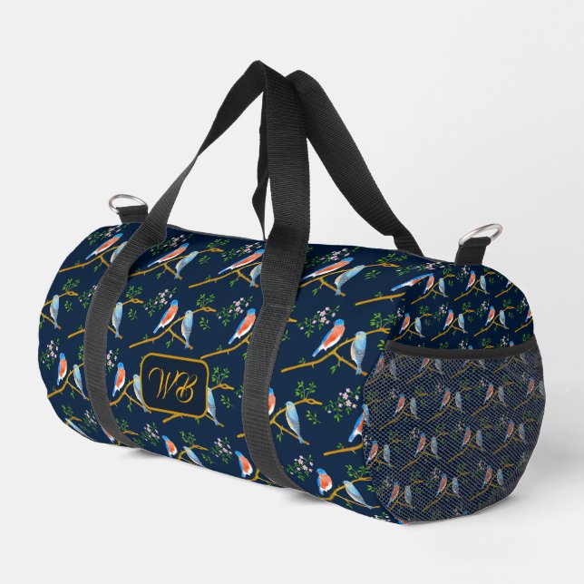 Bluebirds Duffel Bag Dark Blue (Right Corner)