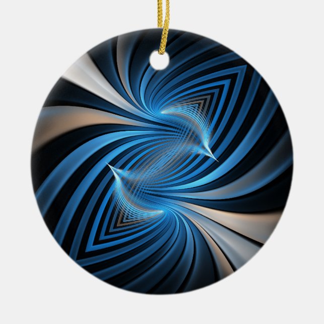 Bluebirds Fractal Ceramic Ornament (Front)