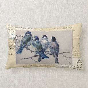 Bluebirds French Postcards Pillow