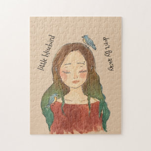 Bluebirds Girl Don't Fly Away Jigsaw Puzzle