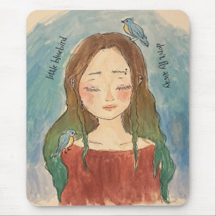 Bluebirds Girl Don't Fly Away Mouse Pad