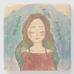 Bluebirds Girl Don't Fly Away Stone Coaster