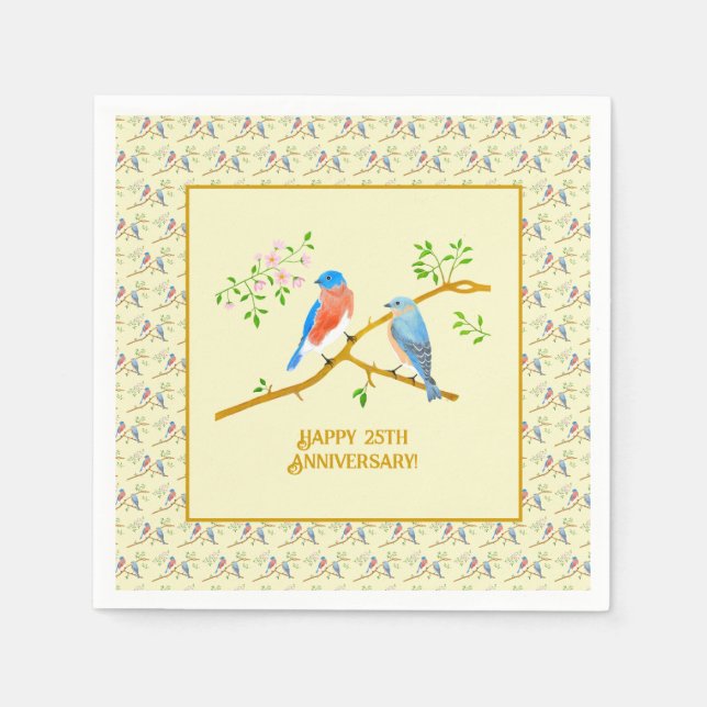 Bluebirds Happy Anniversary Napkin (Front)