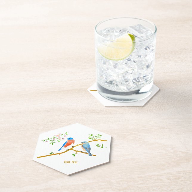 Bluebirds Hexagon Pointed Coasters (Insitu)
