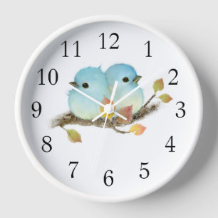 Bluebirds Home Decor Wall Clock